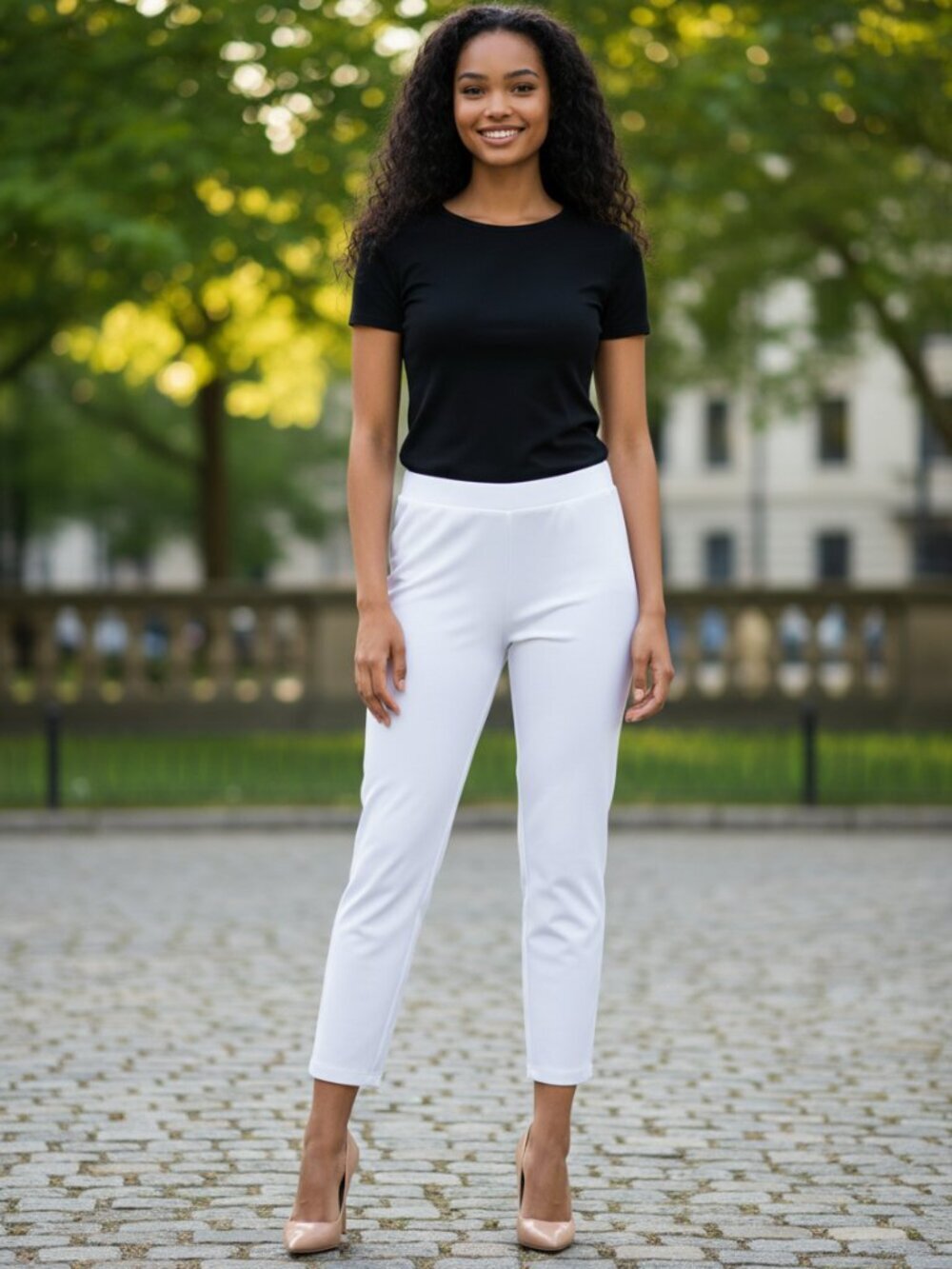 Pure Jill Bright White Pull On Crop Pants Size M